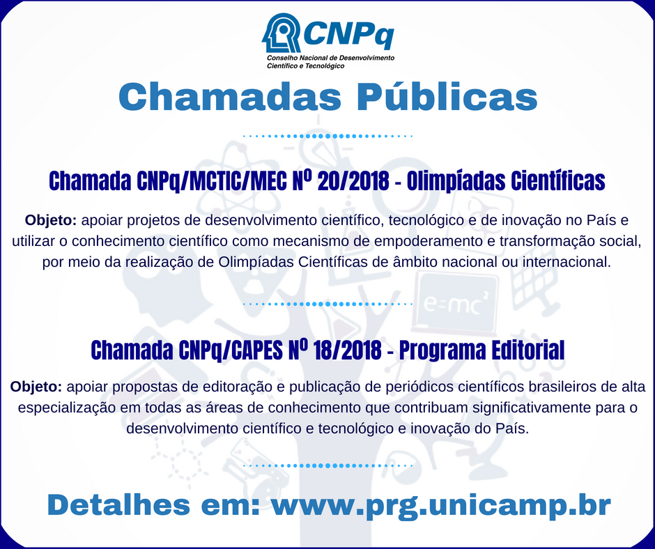 Confira as Chamadas Públicas do CNPQ