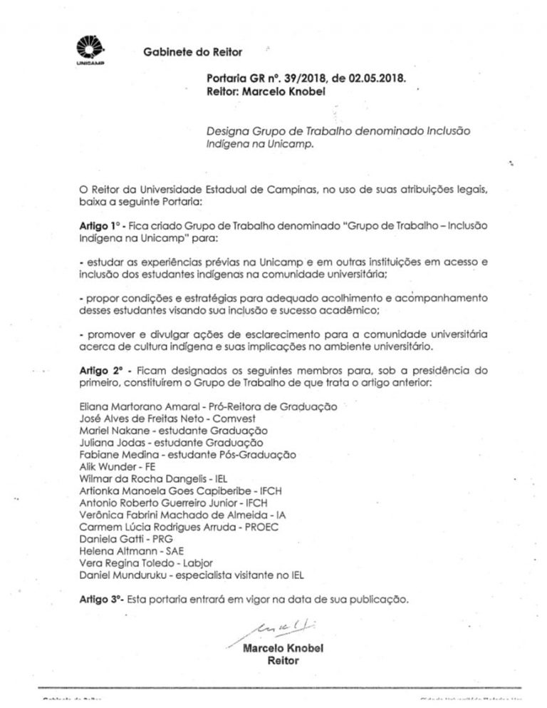 GT – Inclusão Indígena na Unicamp discute Ações de Recepção e Permanência na Universidade para novos Ingressantes