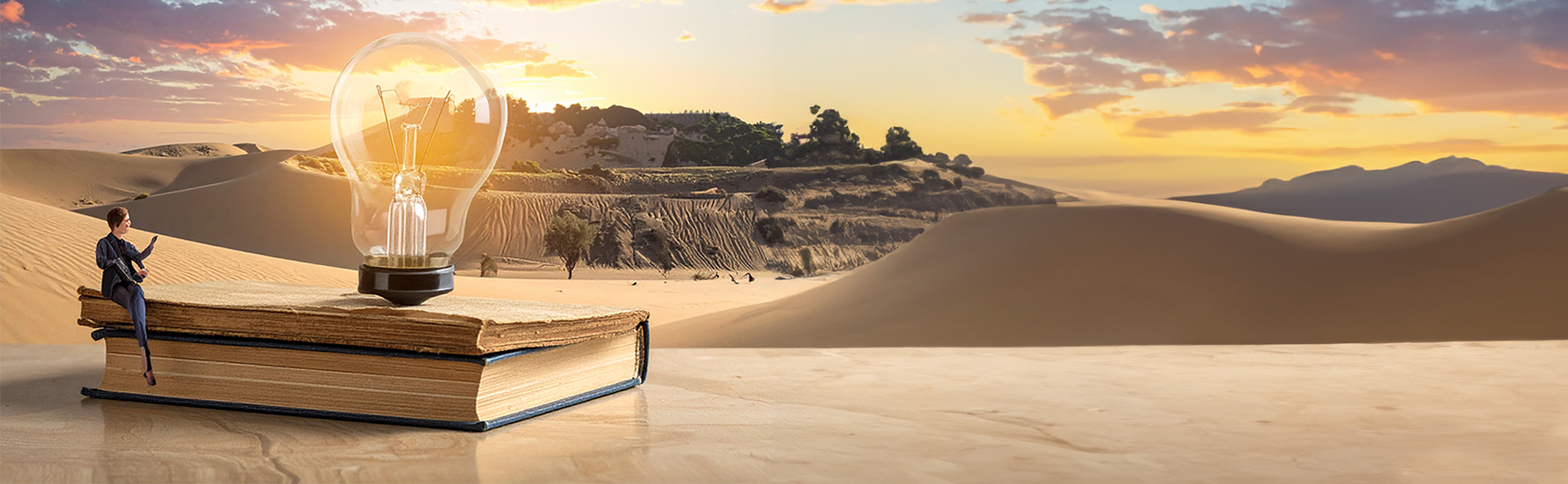 Imagem de livros com lâmpada